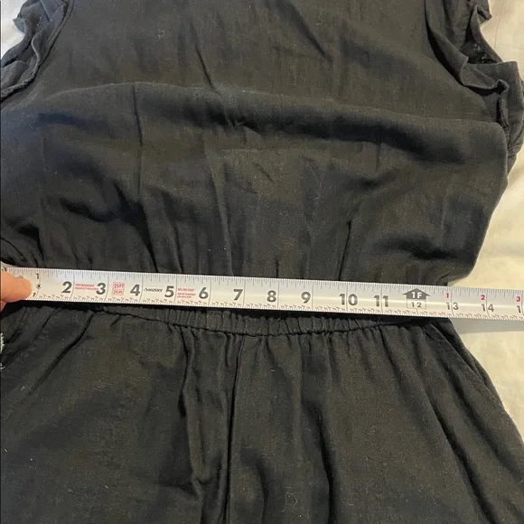 Old Navy | Black | Ruffle | Linen Blend |Sleeveless | Cropped | Romper  | Size S - Picture 10 of 16